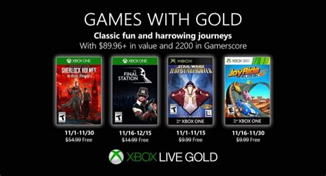 GwG Games with Gold Jogos grátis Novembro de 2019 na Xbox Live