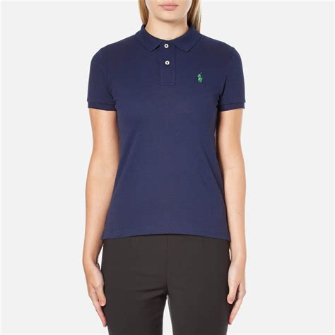 Polo Ralph Lauren Womens Skinny Fit Polo Shirt Navy Free Uk Delivery Available