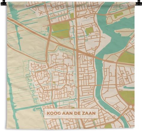 Wandkleed Wanddoek Plattegrond Kaart Koog Aan De Zaan Vintage