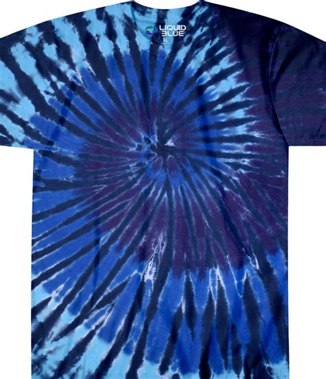 Blue Spiral Streak Unprinted Tie Dye T Shirt Tee Liquid Blue