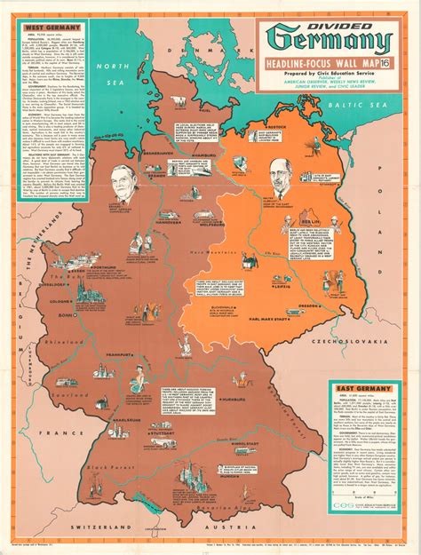 Divided Germany Headline Focus Wall Map 16 East And West Germany In