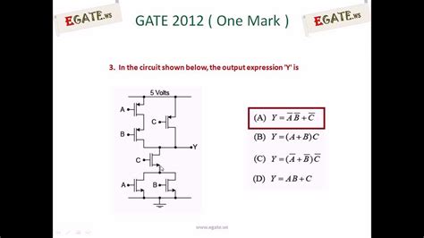 Problem On Complex Cmos Logic Gates Gate Ece 2012 Solved Paper Electron Devices Youtube