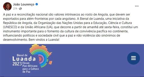 Paz e reconciliação nacional são valores intrínsecos ao rosto de