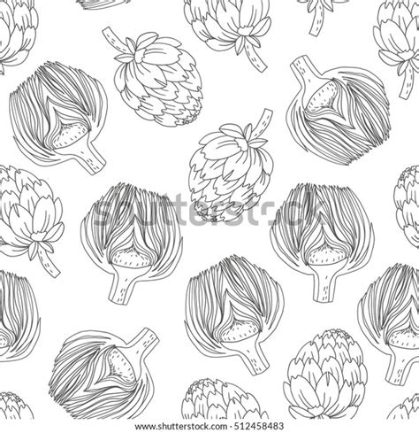 Vector Hand Drawn Seamless Pattern Artichokes Stock Vector Royalty Free 512458483 Shutterstock