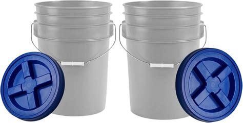 6 Gallon Food Grade Bpa Made In Bucket Pail With Blue Airtight Double Gasket On Lid Pack Of 2