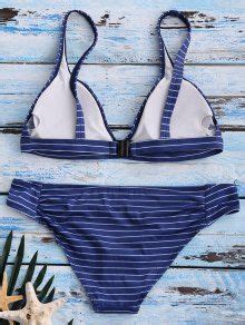 20 OFF 2021 Banded Striped Bikini Set In BLUE ZAFUL