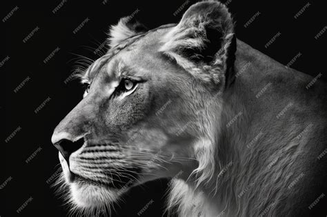 Premium AI Image | Black and white lioness