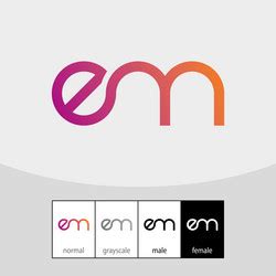 E And M Letter Logo Black Color Royalty Free Vector Image