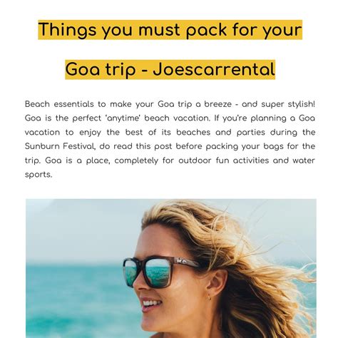 Things you must pack for your Goa trip- Joescarrental.pdf | DocDroid
