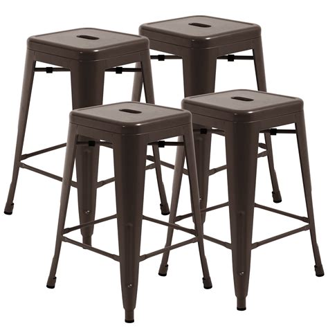 Yrllensdan Counter Height Bar Stools Set Of 4 Metal 24 Inch Backless