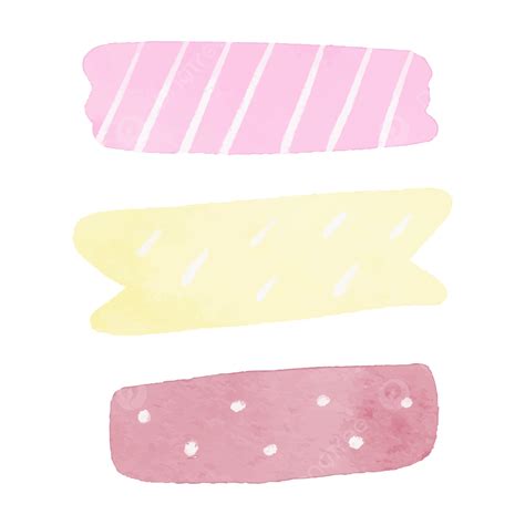 Washi Tape Clipart Transparent Background Pink And Yellow Watercolor