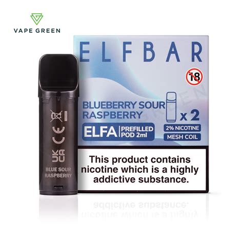 Blueberry Sour Raspberry Pre Filled E Liquid Pods By Elf Bar Elfa