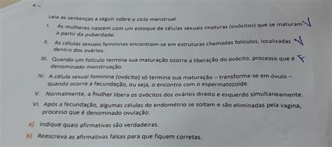 Indique Quais Afirmativas S O Verdadeiras Biologia Do Corpo Humano