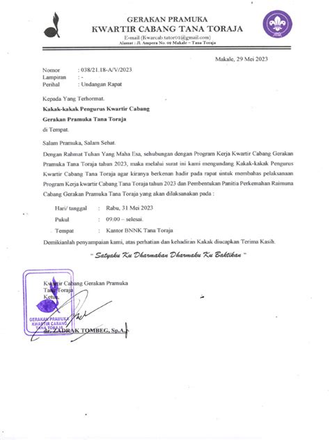 Undangan Rapat Pengurus | PDF