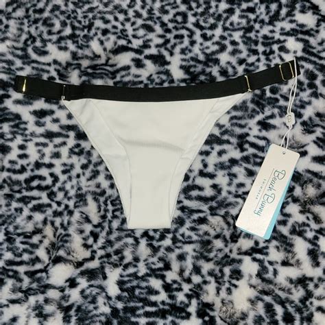 Beach Bunny Swim Beach Bunny Swimwear Whiteblack Presley Skimpy Bikini Bottom B8111b1 Nwt Sz