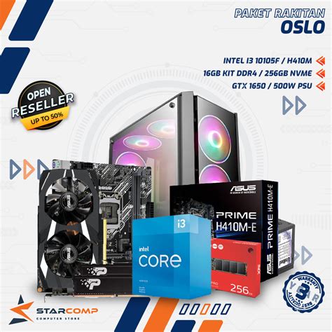 Jual PC RAKITAN INTEL I3 10105F H410M 16GB Kit DDR4 256GB NVME GTX 1650