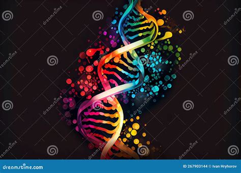 Rainbow Colored Abstract Dna Structure Ai Generated Colorful