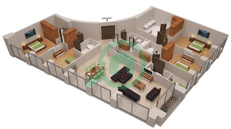 Floor Plans For Type O 4 Bedroom Apartments In Cayan Tower Bayut Dubai