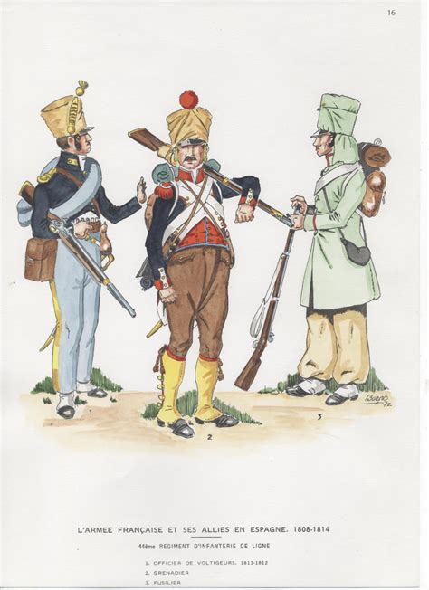 44éme REGIMENT DINFANTERIE DE LIGNE 1 Officier de Voltigeurs 1811