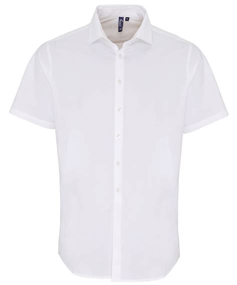 Premier Men S Stretch Fit Cotton Poplin Short Sleeve Shirt