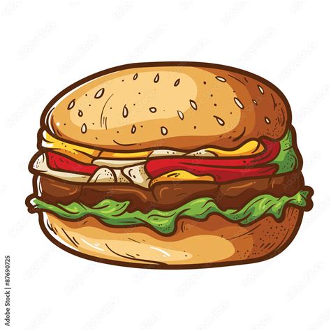 Burger Cartoon Vector Stock Vector | Adobe Stock