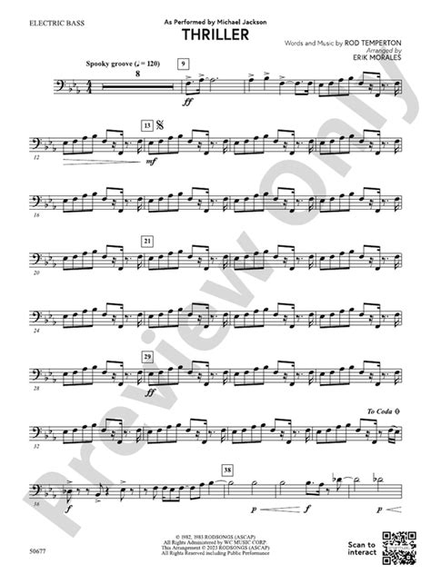 Thriller Electric Bass Electric Bass Part Digital Sheet Music Download