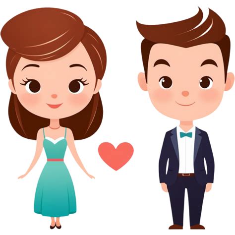 Cute couple cartoon character. AI Generative 32477269 PNG