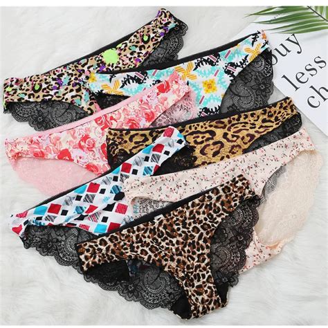 Women Sexy Lace Pantie Cotton Seamless Breathable Leopard Sexy Lingerie Ice Silk Fashion