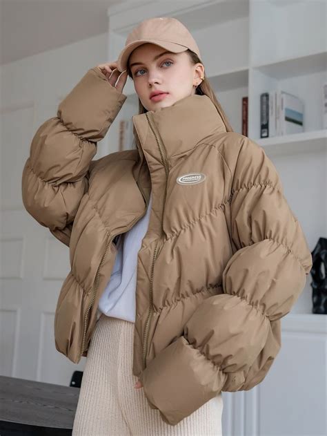 Shein Coldbreak Zip Up Snap Button Puffer Coat Best Puffer Jacket Winter Fashion Outfits