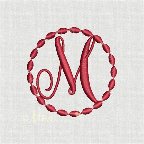 Circle Monogram Letter M machine embroidery design download 4x4