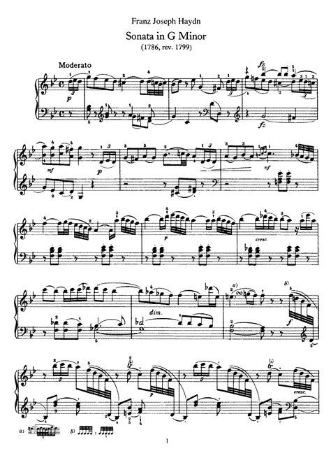 Keyboard Sonata In G Minor Hob XVI 44 Haydn Joseph IMSLP Free