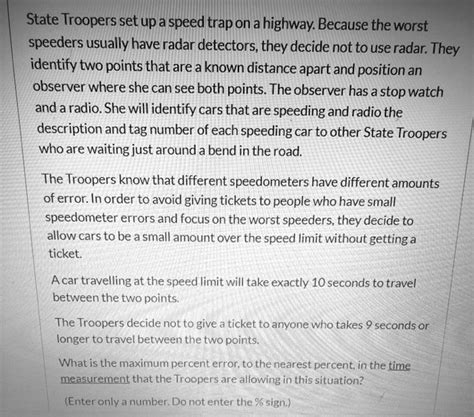 SOLVED State Troopers Set Upa Speed Trap On A Highway Because The