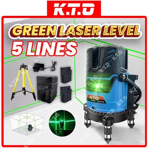 KTO Laser Level 5 Lines Adjustable 360 Rotary Indoor Outdoor Self