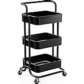 DESIGNA 3 Tier Metal Rolling Utility Cart With Handle Craft Art Carts