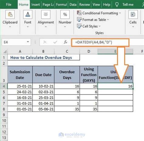 How To Calculate Overdue Days In Excel Using Functions Exceldemy