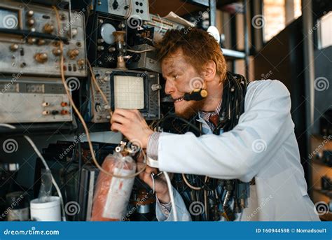 Crazy Scientist Conducting an Experiment in Lab Stock Photo - Image of ...