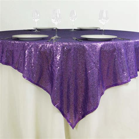 72" X 72" Purple Sequin Square Overlay