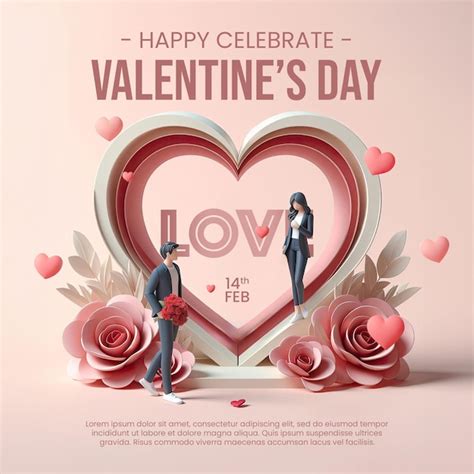 Joyeux Jour De La Saint Valentin Psd Mod Le De Message Sur Les R Seaux