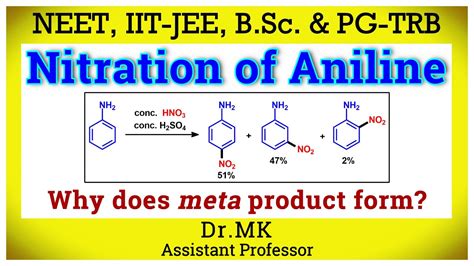 Nitration Of Anilinemeta Nitro Aniline FormationClass 12NEETPG TRB