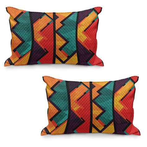 Modern Quilted Pillowcover Set Of Geometric Contemporary Art Design