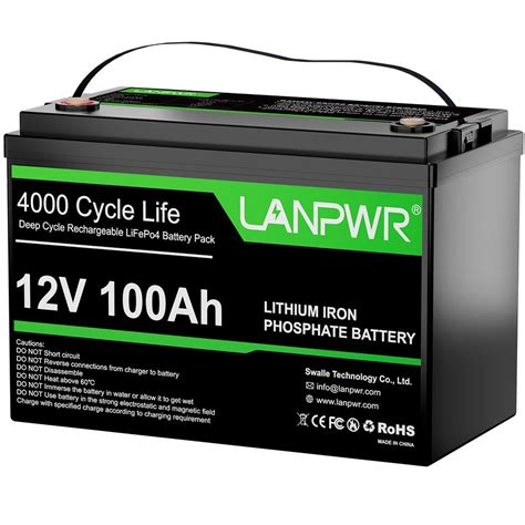 Аккумулятор LanPWR LiFePO4 12V/100AH, 100A (1280W*h) (литий-железо ...