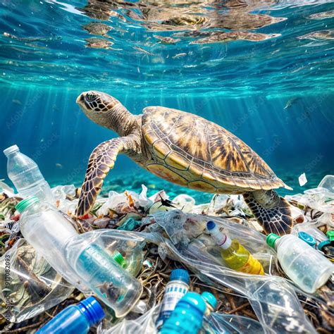 Environmental Issue Of Sea Turtles Eat Plastic Bags Mistaking Them For