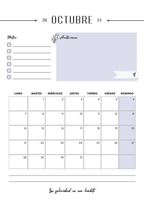 Documento A Calendario Octubre Moderno Blanco Negro Y Beige Templates