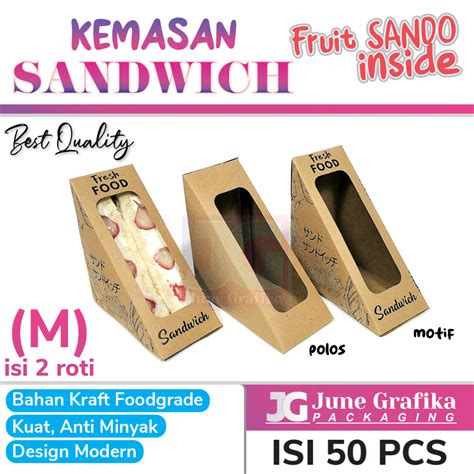 Jual Isi Pcs Kemasan Box Sandwich Packaging Kraft Sandwich