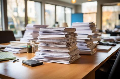 A Stack Of Paperwork On A Desk Stock Illustration Illustration Of