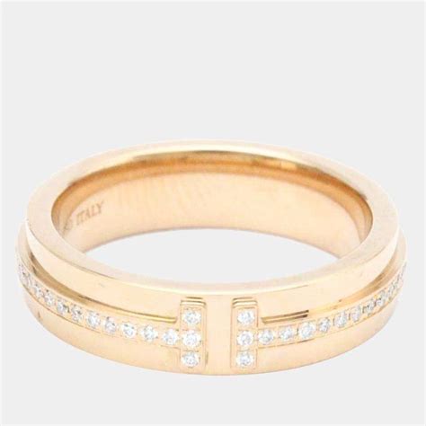 Tiffany And Co Tiffany T Narrow 18k Rose Gold Diamond Ring Eu 52 Tiffany