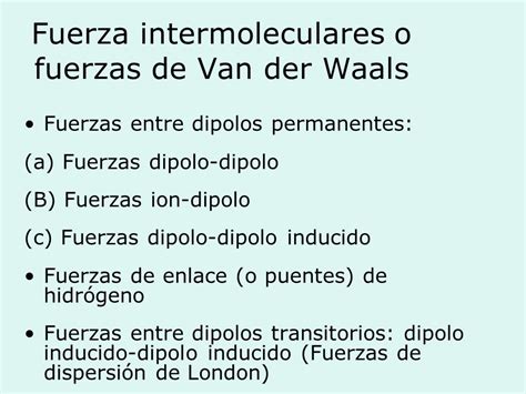 Ejemplos De Fuerzas Intermoleculares De Van Der Waals Nuevo Ejemplo