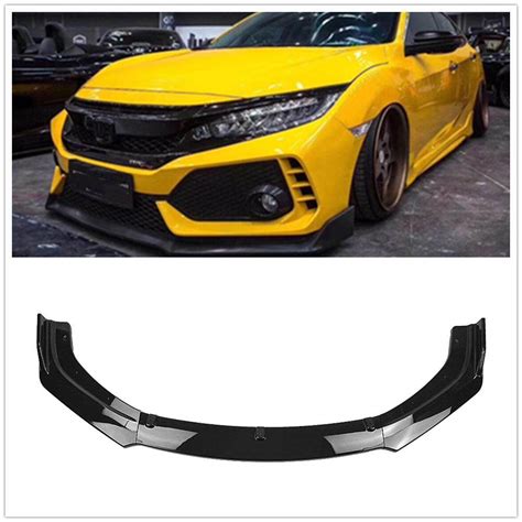 Pcs Glossy Black Front Bumper Cover Lip Spoiler For Honda Civic