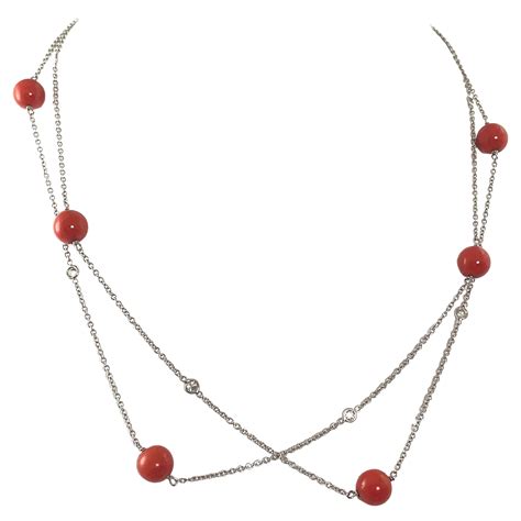 Unique Coral K Gold Diamond Necklace At Stdibs