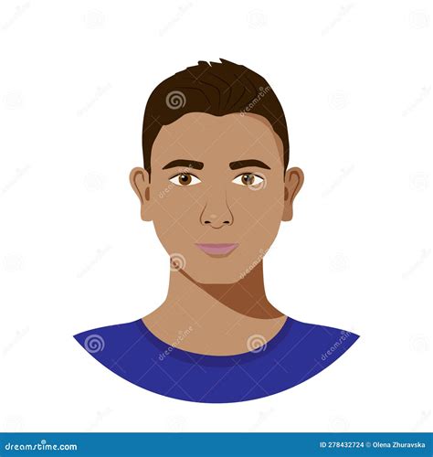 Isolated Portrait of Latino Teenager in Flat Style Stock Vector